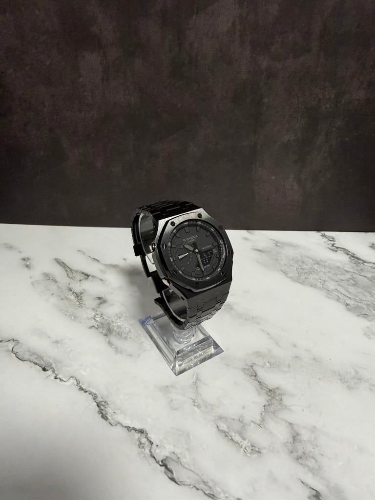 Casio G-Shock GA-2100 Full Steel Black Mod, Staal, Polshorloge, Nieuw, Ophalen of Verzenden