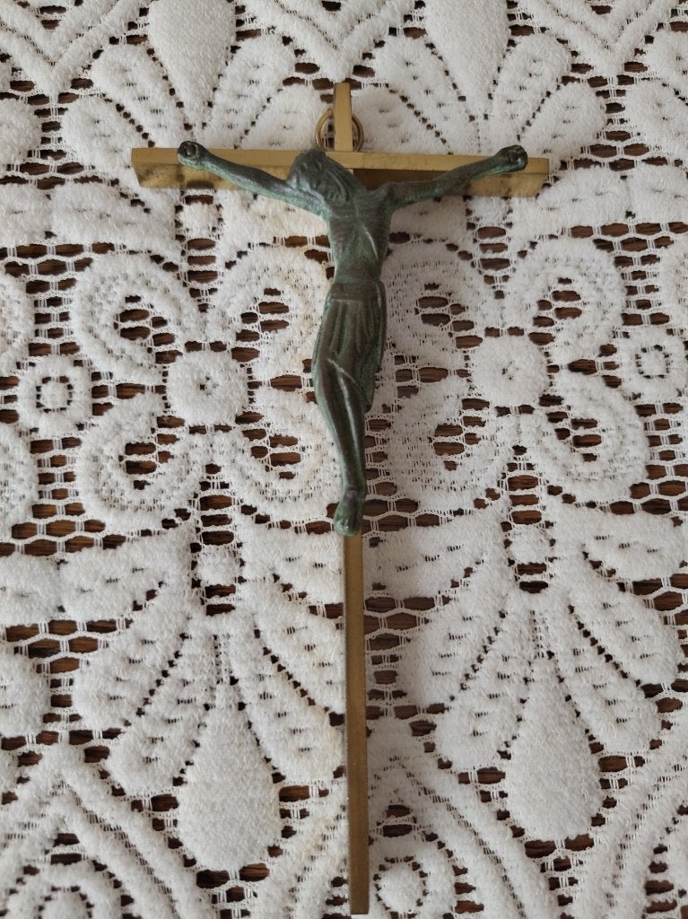 Vintage kruisbeeld, Verzamelen, Ophalen, Zo goed als nieuw, Beeld(je), Christendom | Katholiek