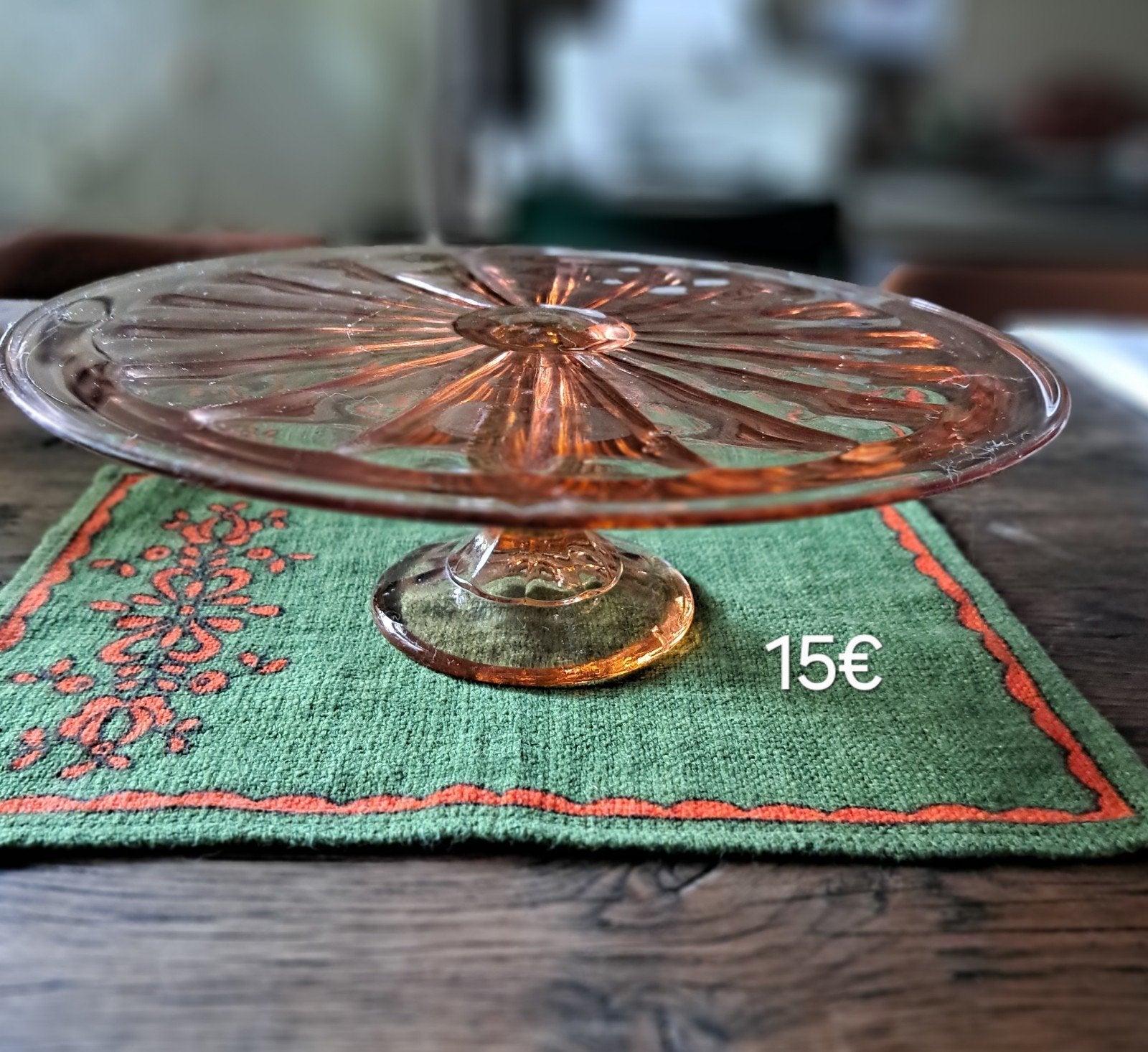 Vintage glazen taartschaal, Ophalen