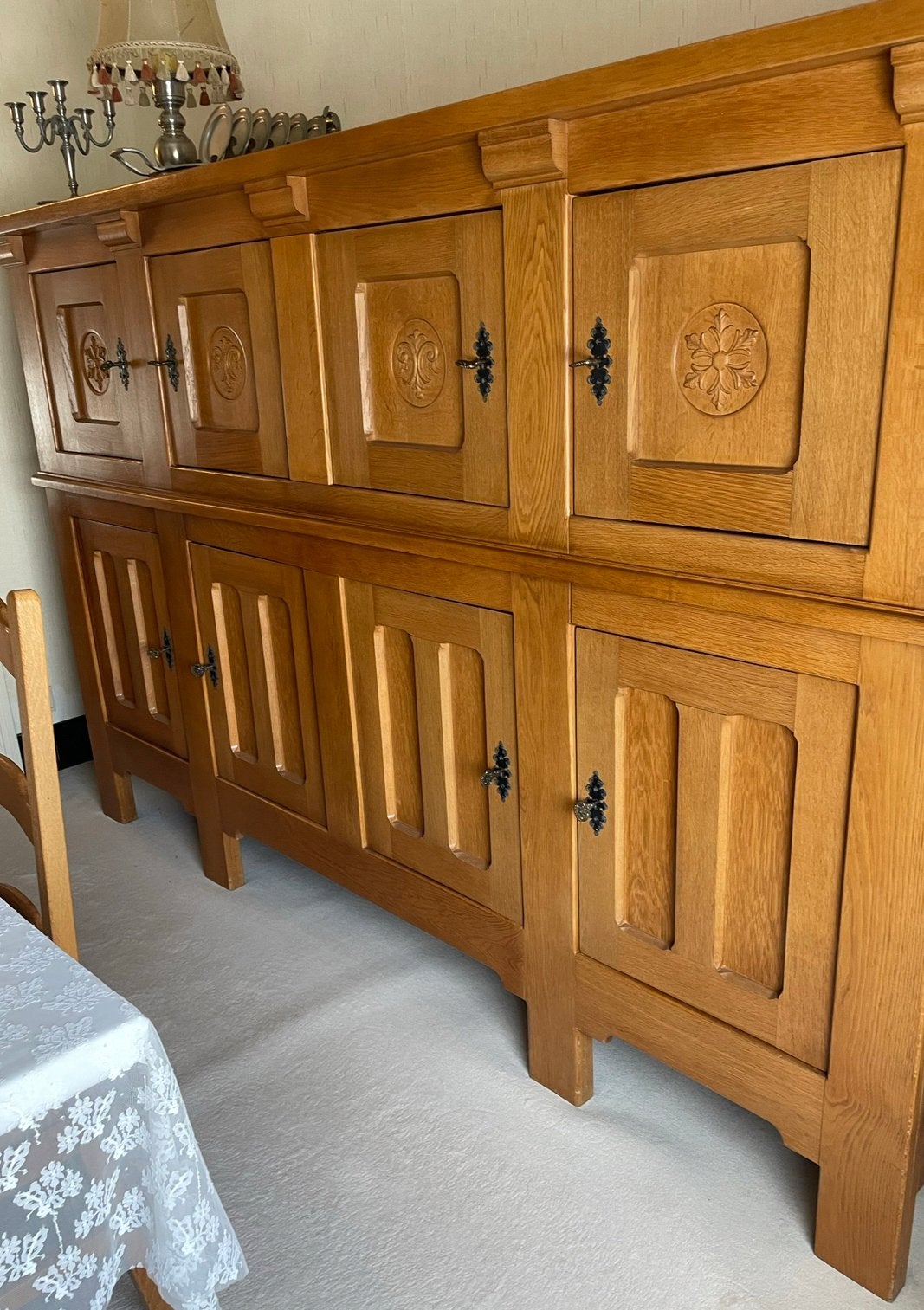 Dressoir met 8 deuren - Eetkamermeubilair, Ophalen, Ancien, 100 tot 150 cm, Eikenhout