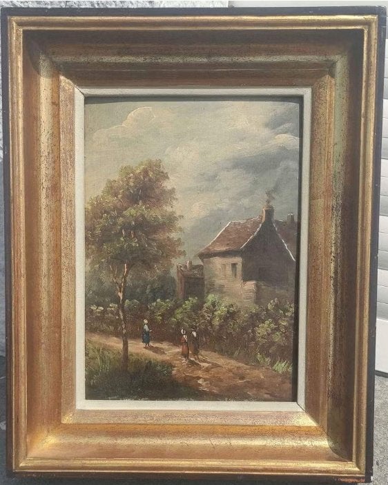 Huile sur panneau scène animee, Antiquités & Art, Enlèvement ou Envoi, Panneau