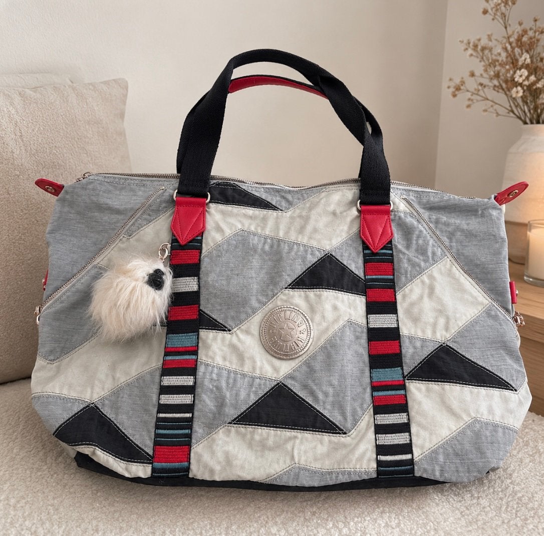 Grand sac à main / Shopper / Kipling / Très bon état, Bijoux, Sacs & Beauté, Enlèvement ou Envoi, Comme neuf, Gris