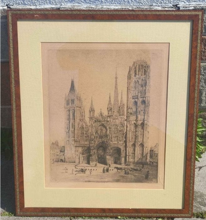 Eau forte cathédrale de Rouen par le meilleur, Ophalen of Verzenden