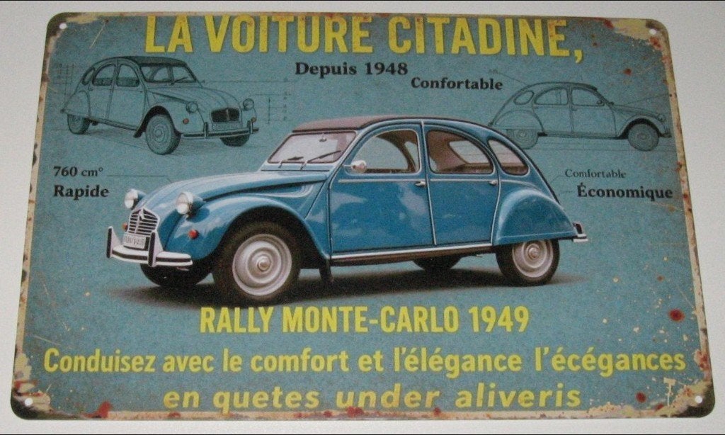 Citroën 2CV : Metalen Bord Citroën 2CV - La Voiture Citadine, Envoi, Neuf, Voitures
