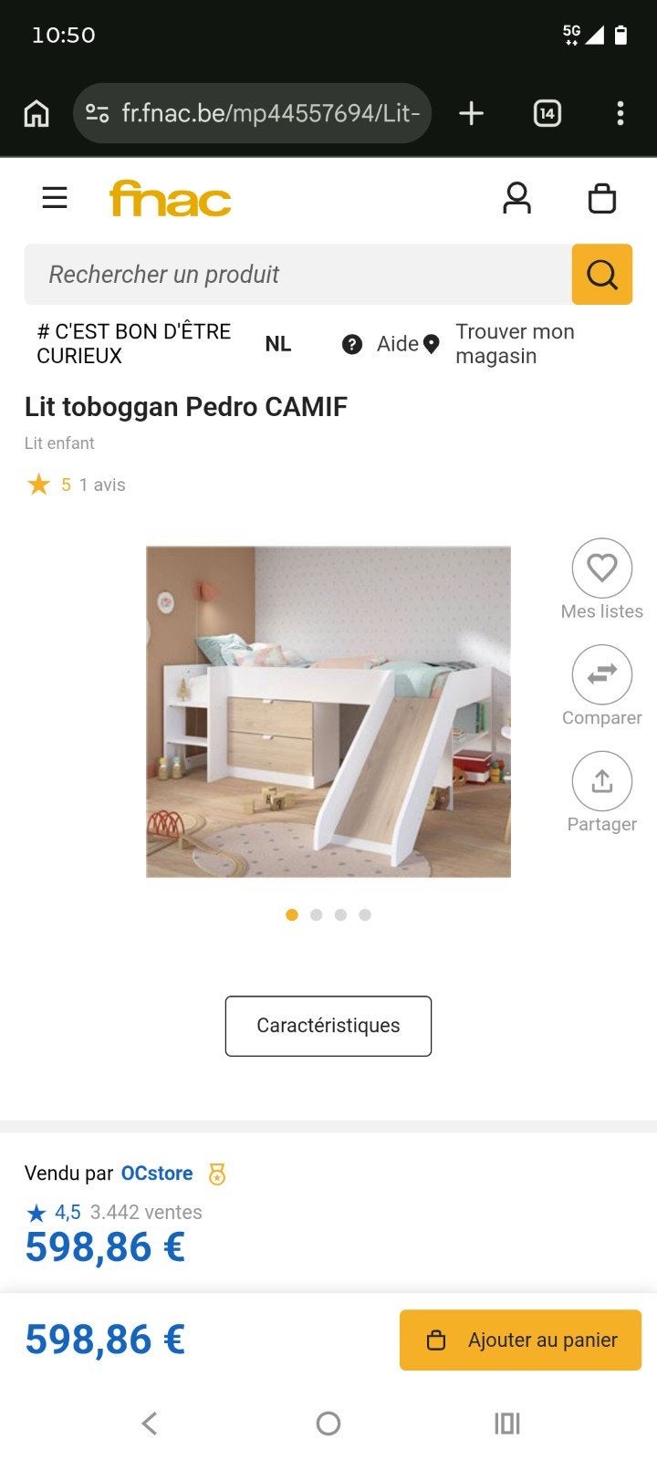 lit enfant avec toboggan et tiroirs, Lit mi-hauteur mezzanine, Une personne, Enlèvement, Utilisé