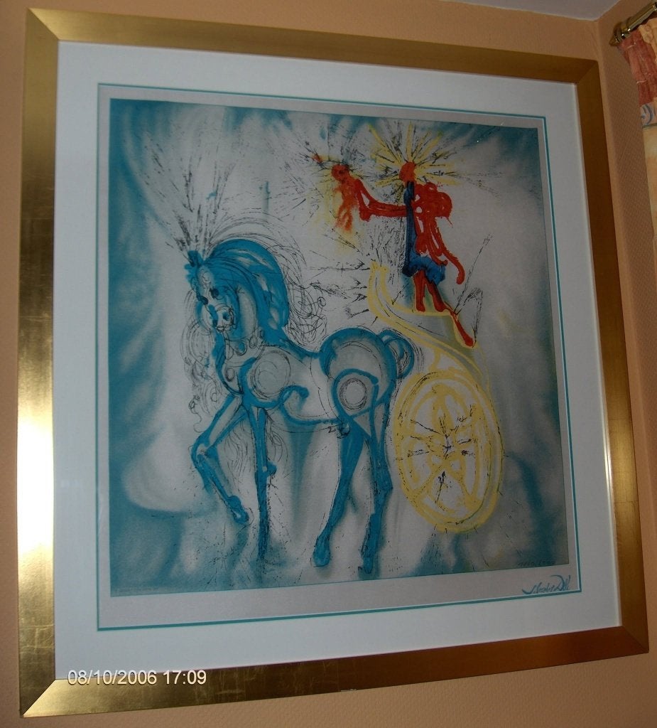 Sérigraphie sur soie. Le cheval de Triomphe. S. Dali, Édition limitée, Enlèvement, Sérigraphie