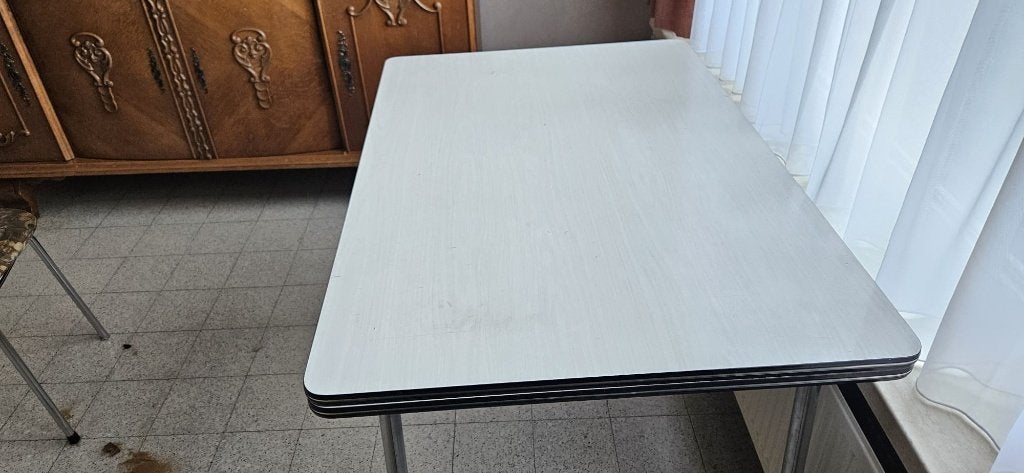 Keukentafel + 6 stoelen, Cinq personnes ou plus, Synthétique, Enlèvement, Utilisé