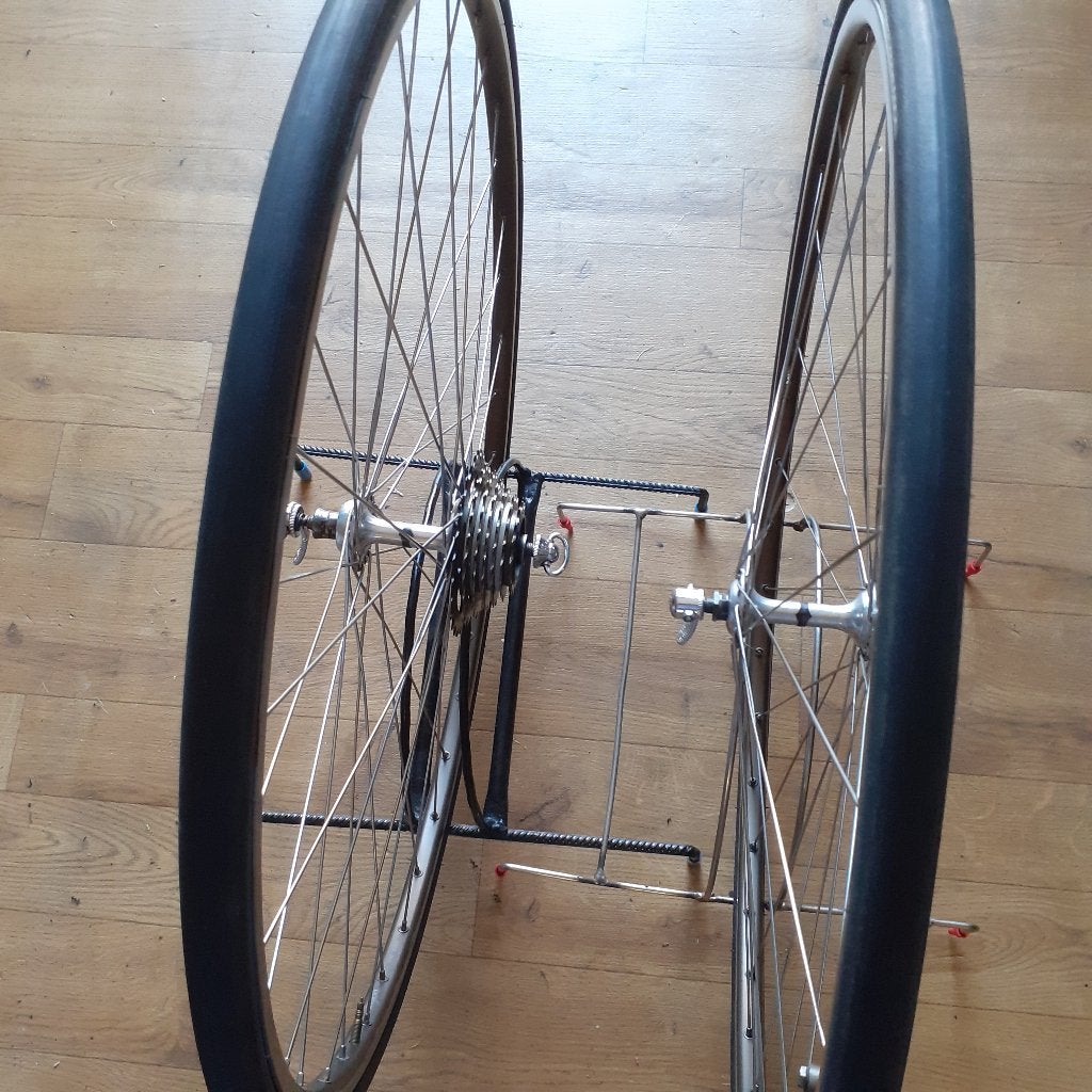 Vintage wielen met Campagnolo Record naven v. smalle bandjes, Fietsen en Brommers, Zo goed als nieuw, Aluminium, Racefiets, Ophalen