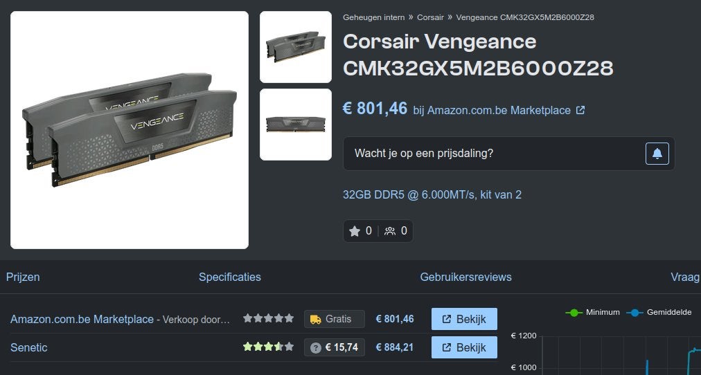 32 GO DE DDR5 6000MT CL28, 32 GB, Enlèvement ou Envoi, Comme neuf, Desktop