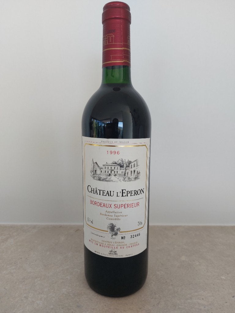 Wijn Bordeaux supérieur Chateau L'Esperon 1996, Verzamelen, Wijnen, Ophalen, Frankrijk, Rode wijn, Vol