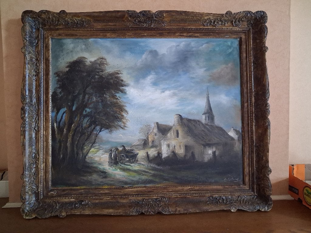 Schilderij, Antiek en Kunst, Kunst | Schilderijen | Klassiek, Ophalen, Handgeschilderd