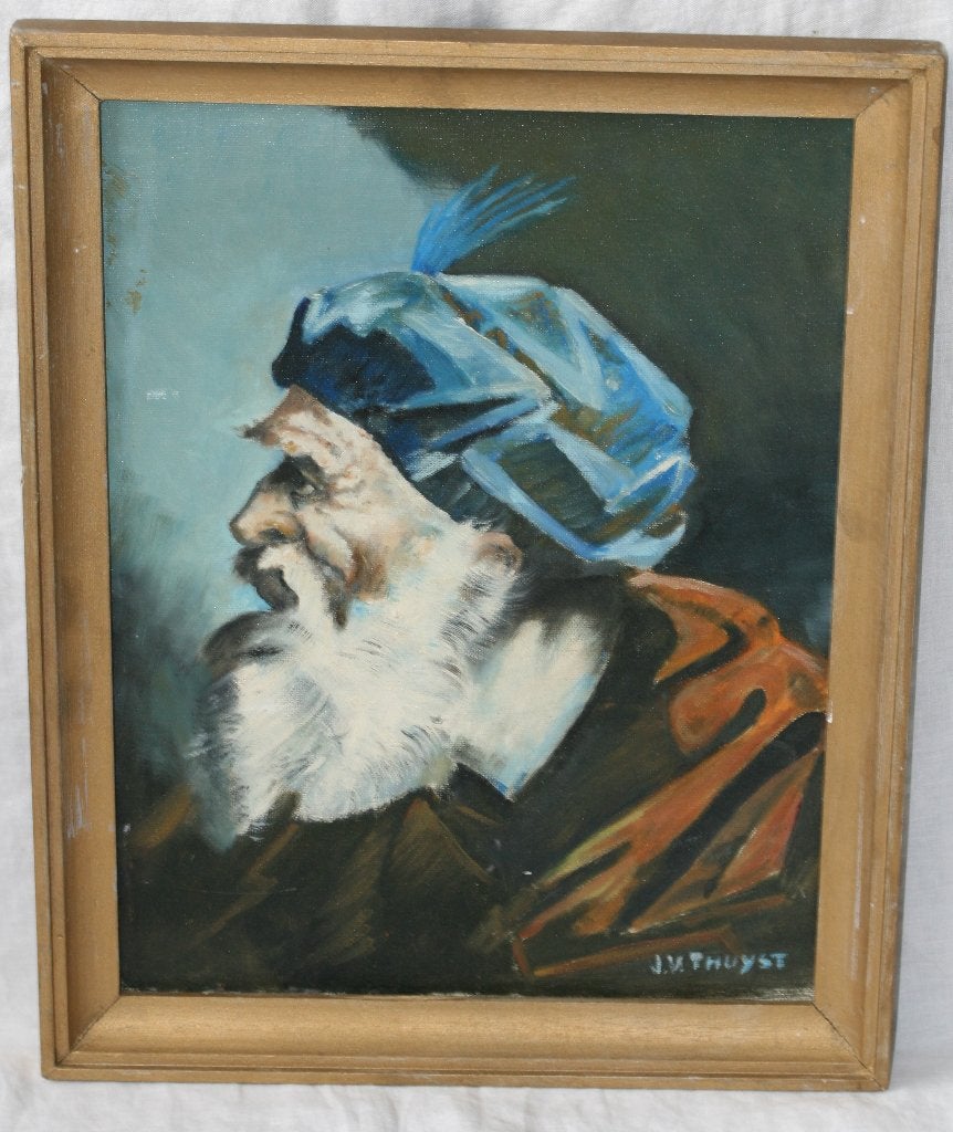 JV Thuyst Schilderij Olie op paneel Gesigneerd, Antiek en Kunst, Paneel, Portret of Personen, Ophalen of Verzenden, Gesigneerd