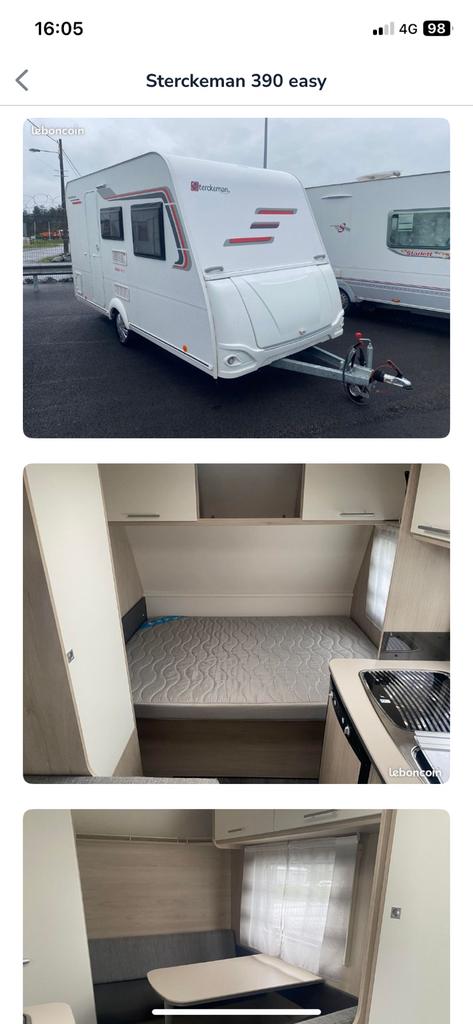Caravane esay sterkerman, Caravanes & Camping, Roue de secours, Jusqu'à 4, Sterckeman, 4 à 5 mètres