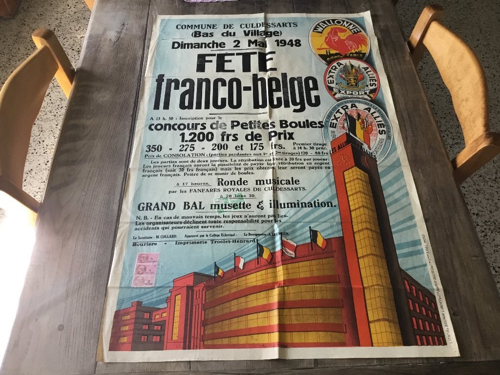 Affiche 1948 brasserie des Alliés., Collections, Marques & Objets publicitaires, Enlèvement