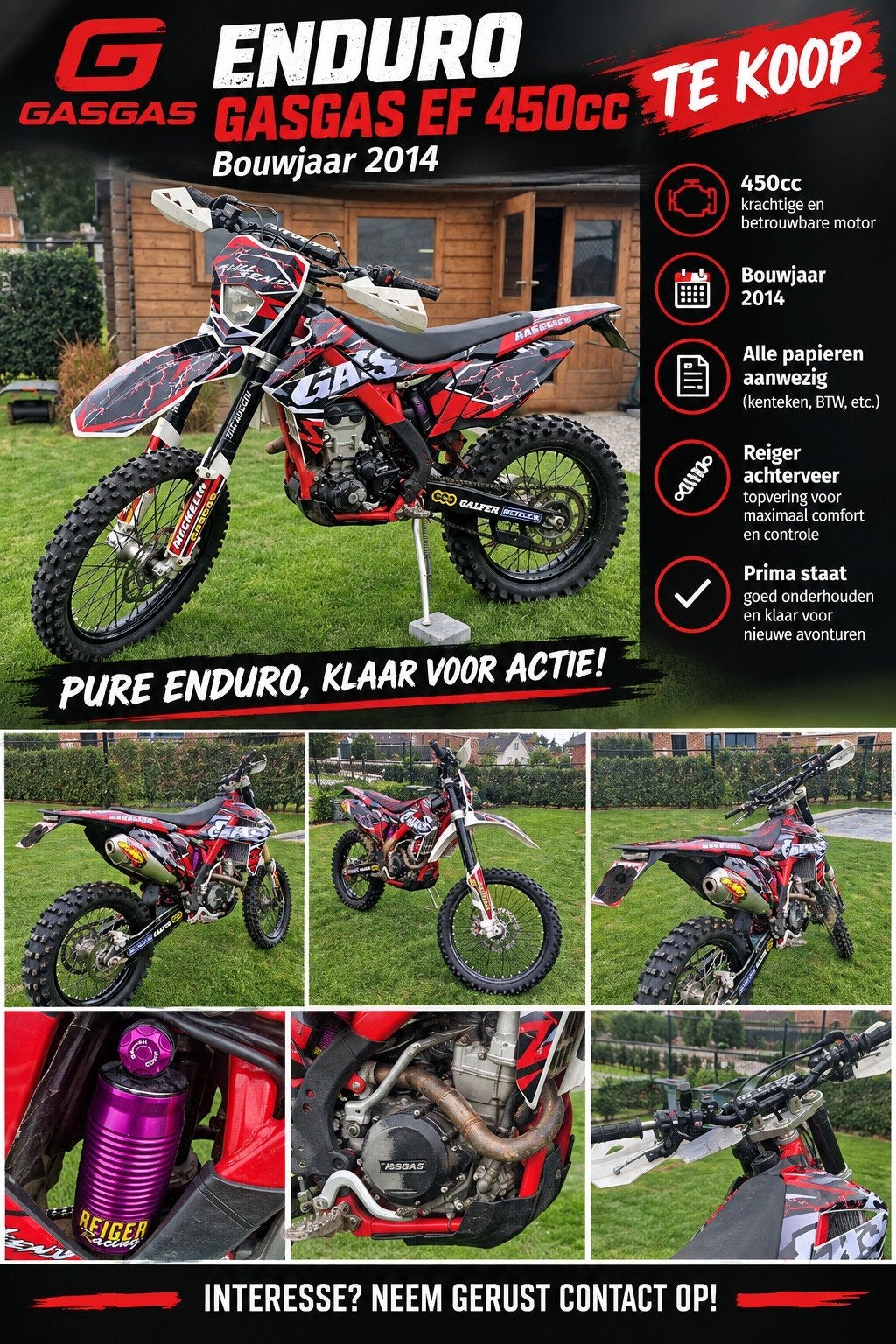 gasgas EC 450cc bouwjaar 2014, Motoren, Particulier, Enduro