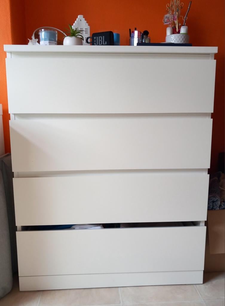 MALM commode 4 tiroirs Ikea, 3 ou 4 tiroirs, 25 à 50 cm, Moins de 100 cm, Simple