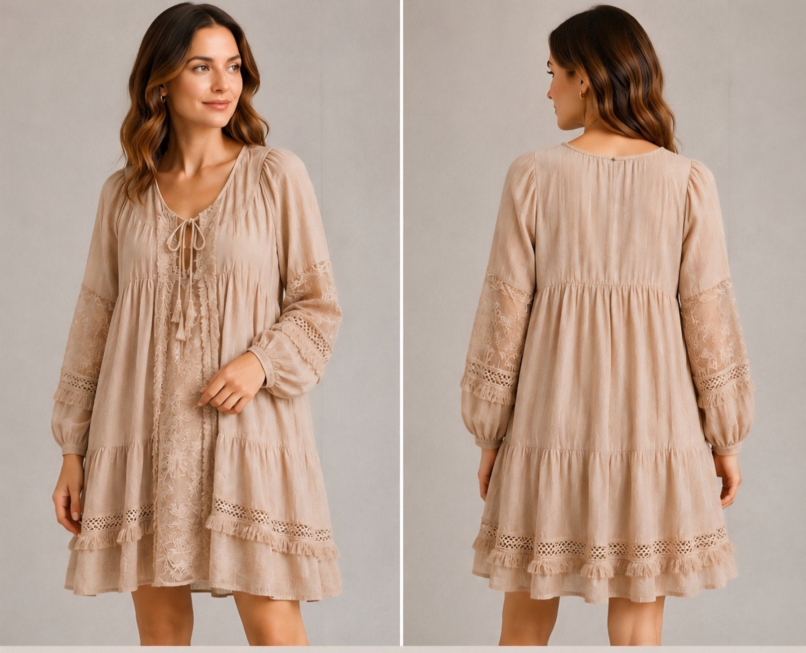 Bisou's Project Jurk Maat S - Nieuw met kaartje, Kleding | Dames, Jurken, Beige, Nieuw, Ophalen of Verzenden, Knielengte