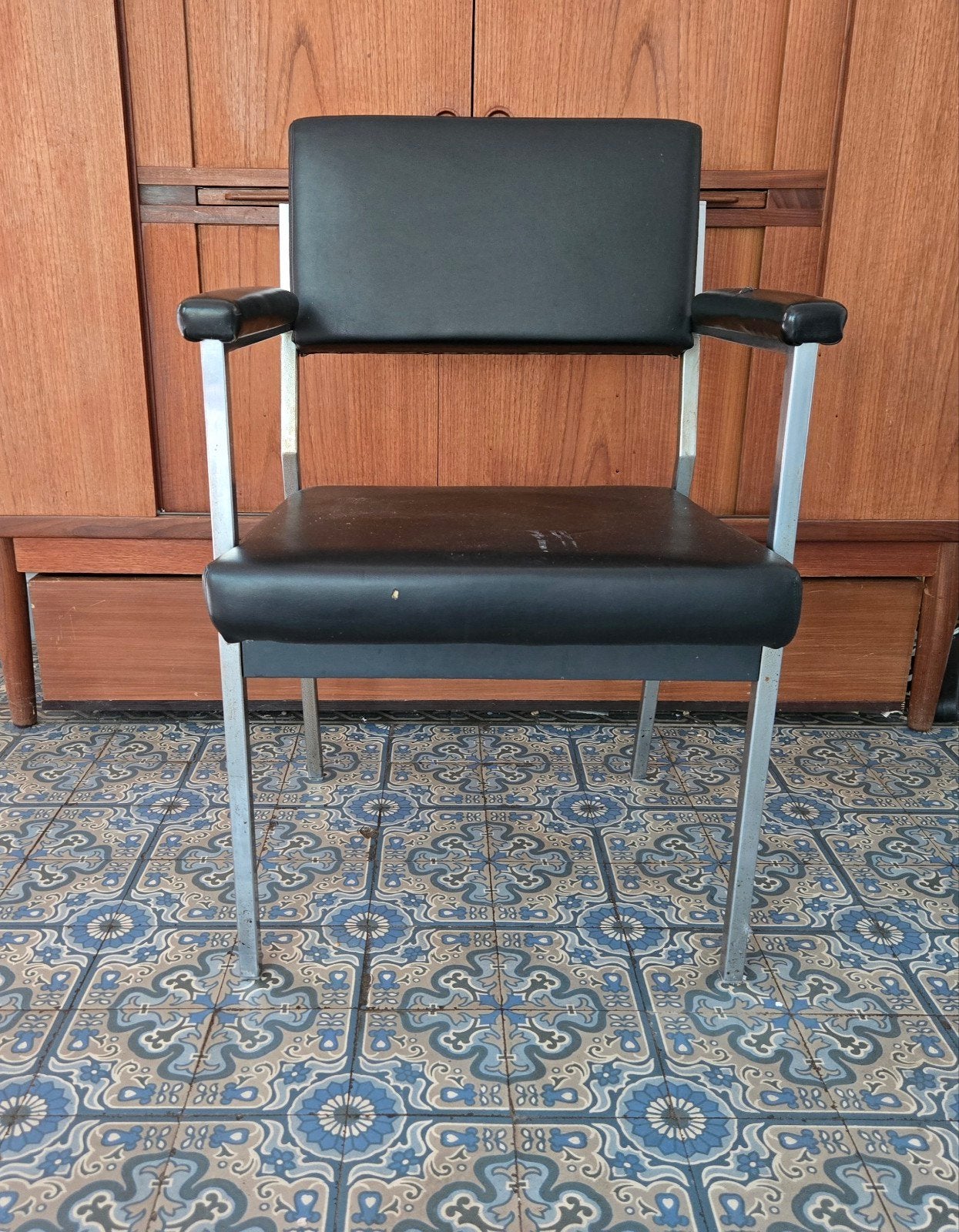 Chaise / Fauteuil de Bureau Vintage avec accoudoirs, Maison & Meubles, Enlèvement, Utilisé, Cuir, Vintage