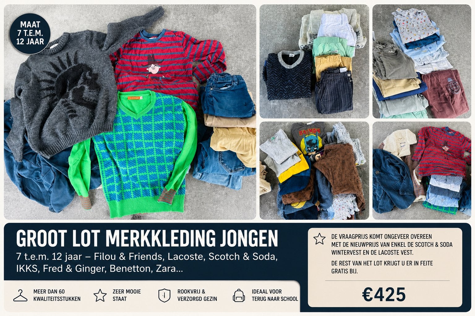 Groot lot merkkleding jongen 7-12 jaar Filou & Friends, IKKS, Ophalen, Zo goed als nieuw