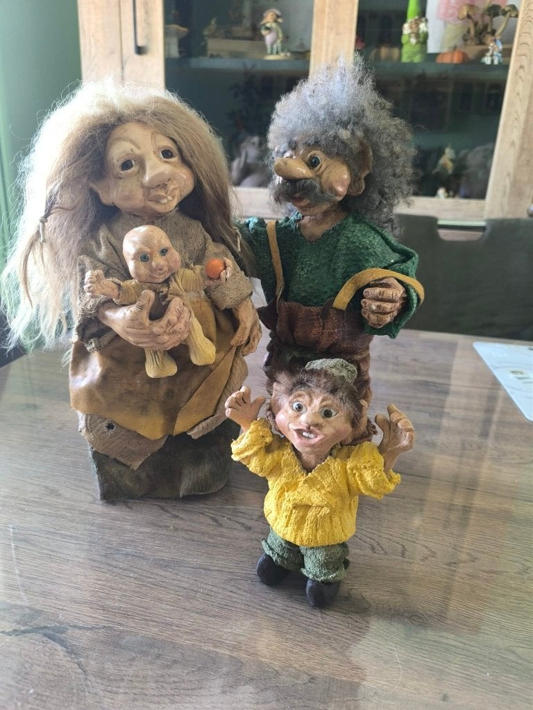 Vintage handgemaakte trollenfamilie, Ophalen of Verzenden