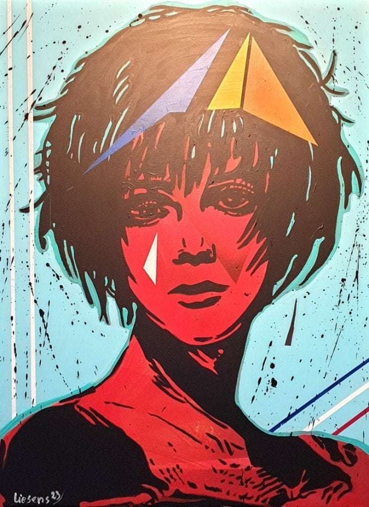 Schilderij gesigneerd Liessens Antoine, Antiek en Kunst, Ophalen, Gesigneerd, Acrylverf, Figuren