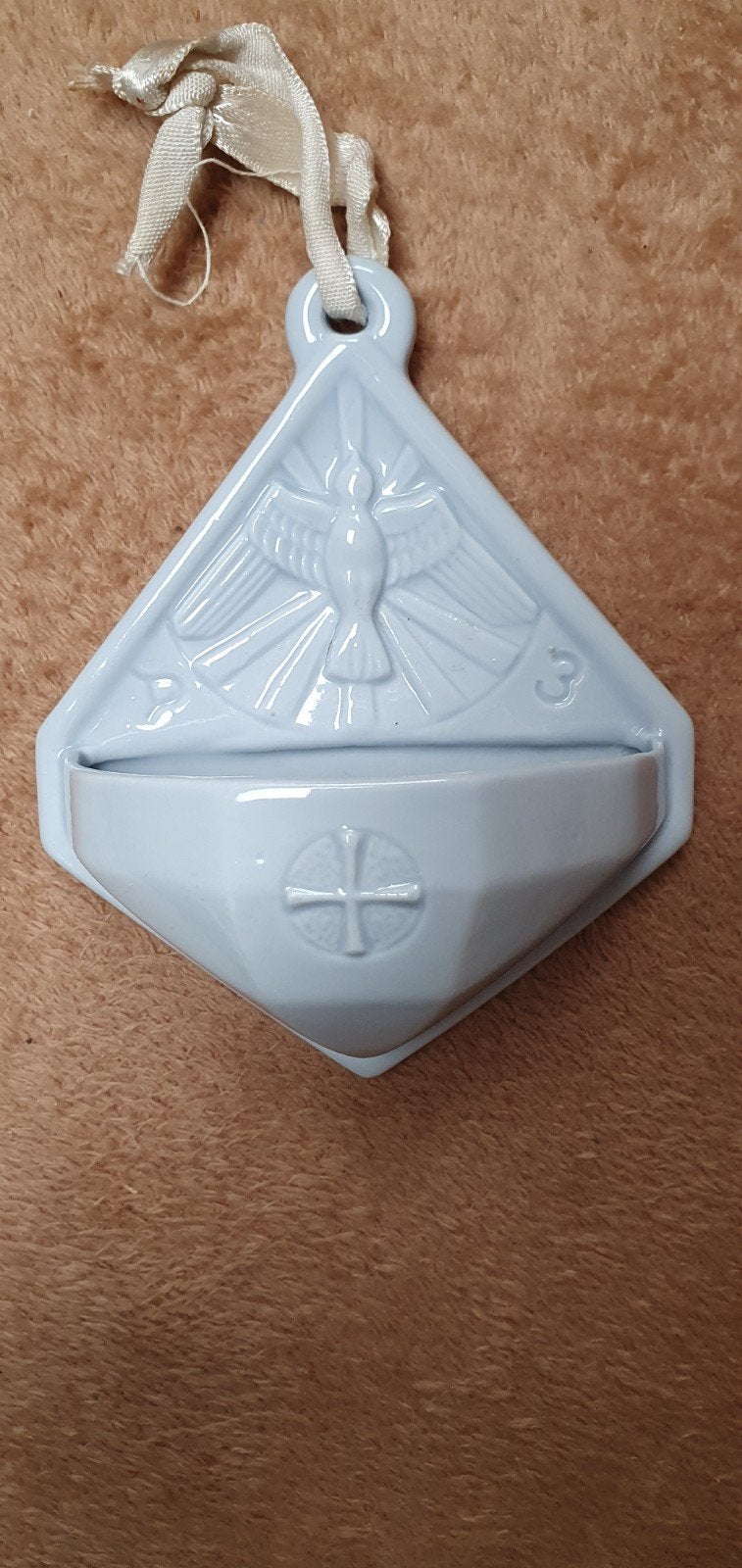 Bol à eau bénite en porcelaine antique — Saint-Esprit (Pigeo, Antiquités & Art, Enlèvement ou Envoi