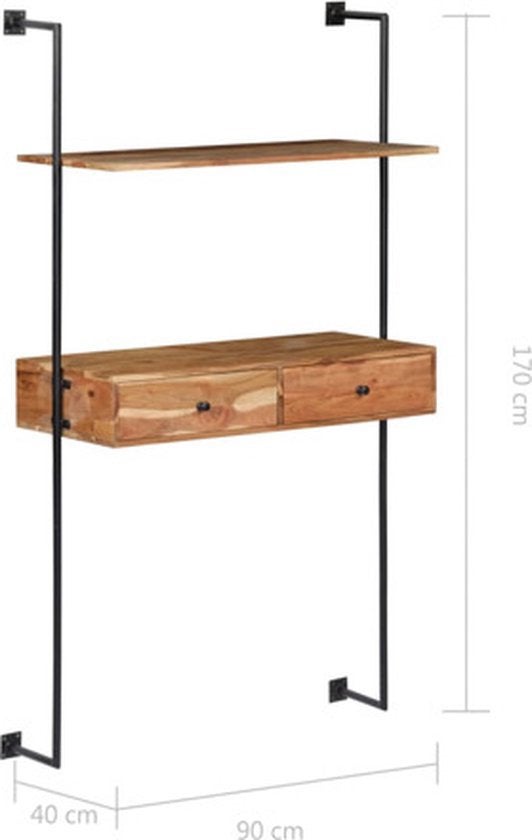Wandbureau (nieuw), Ophalen, Met lades, Hout, Industrieel