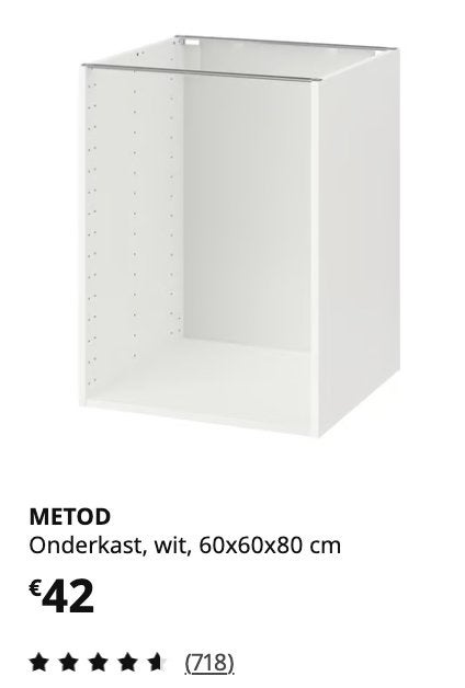 Ikea Metod - Keuken Onderkast 60x60x80 cm, Huis en Inrichting, Ophalen, Met plank(en), 50 tot 100 cm, Zo goed als nieuw