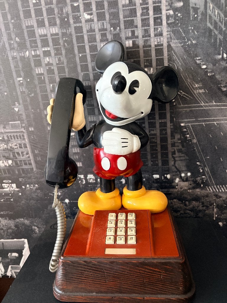 VINTAGE Téléphone Mickey Mouse, Enlèvement ou Envoi, Mickey Mouse, Comme neuf, Statue ou Figurine