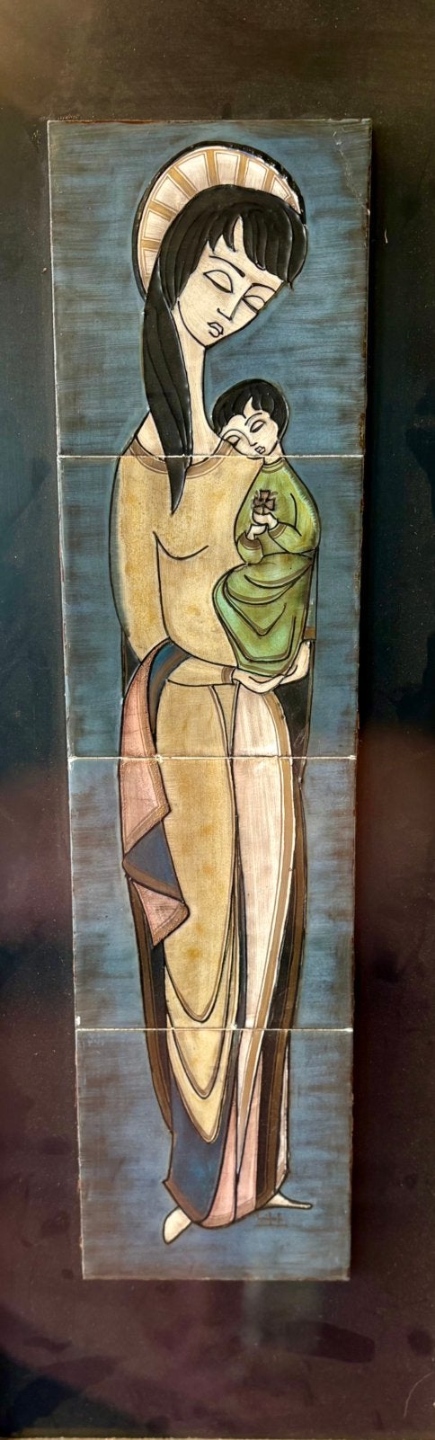Vierge en céramique vintage 1960s MCM Belgium avec enfant, Enlèvement ou Envoi