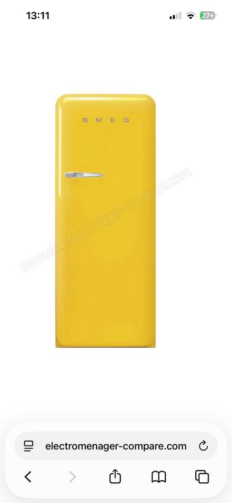 Smeg koelkast geel, Enlèvement, Comme neuf