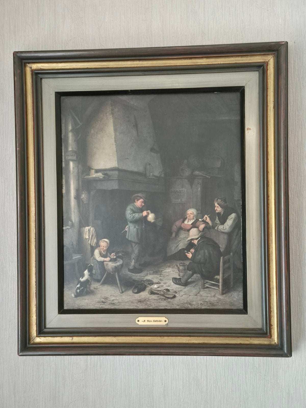 Schilderij, reproductie A. van Ostade., Antiek en Kunst, Kunst | Schilderijen | Klassiek, Ophalen, Portret of Personen