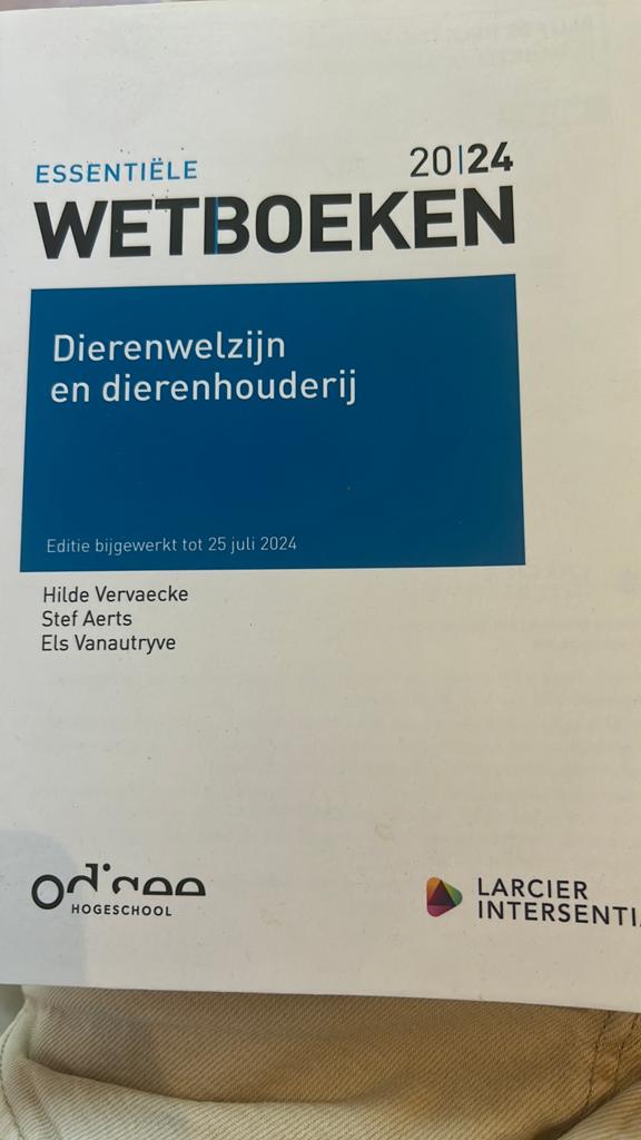 Wetboek Dierenwelzijn en dierenhouderij - 2024, Enlèvement, Hilde Vervaecke; Stef Aerts; Els Vanautryve