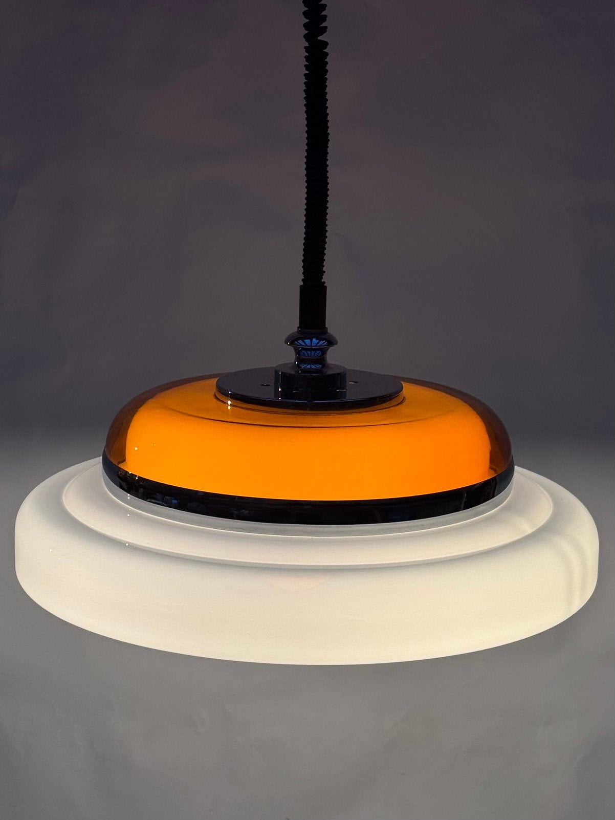 Vintage Massive Retro Space Age Hanglamp, Oranje Mid Century, Huis en Inrichting, Space Age Mid Century, Ophalen of Verzenden