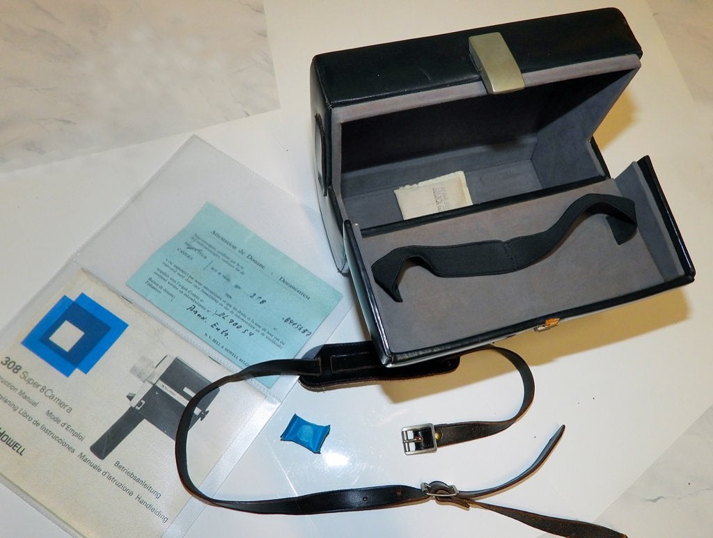 Bell & Howell 308 Super 8 filmcamera etui handleiding mooi, Ophalen of Verzenden, 1960 tot 1980, Filmcamera