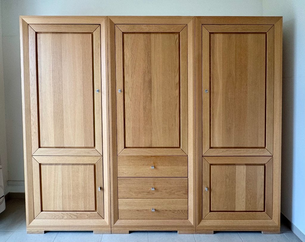 wandkast in echt hout, Ophalen, 200 cm of meer, Eikenhout, Met lade(s)