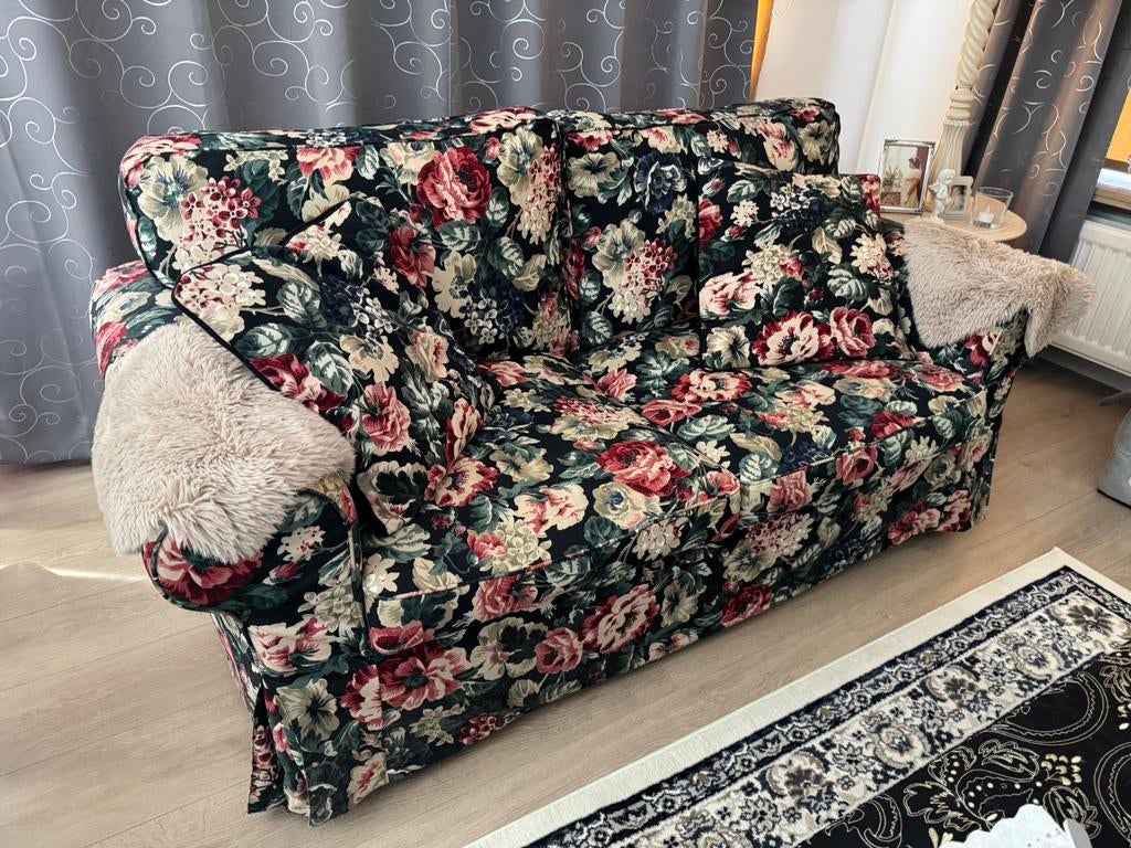 Zetel met bloemenmotief, Ophalen, Zo goed als nieuw