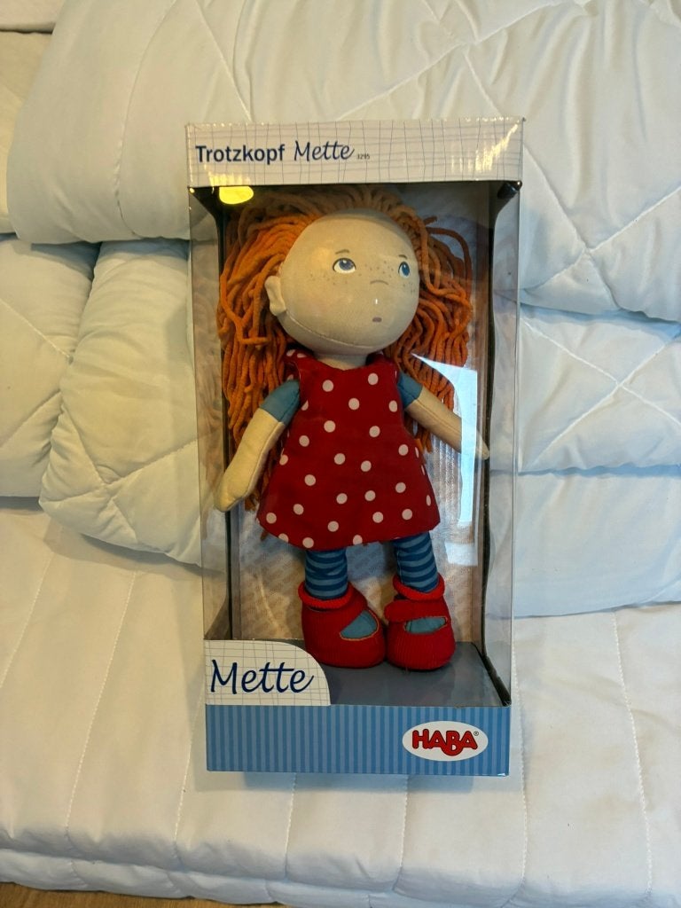 haba speelgoedpop mette in doos!, Kinderen en Baby's, Ophalen of Verzenden