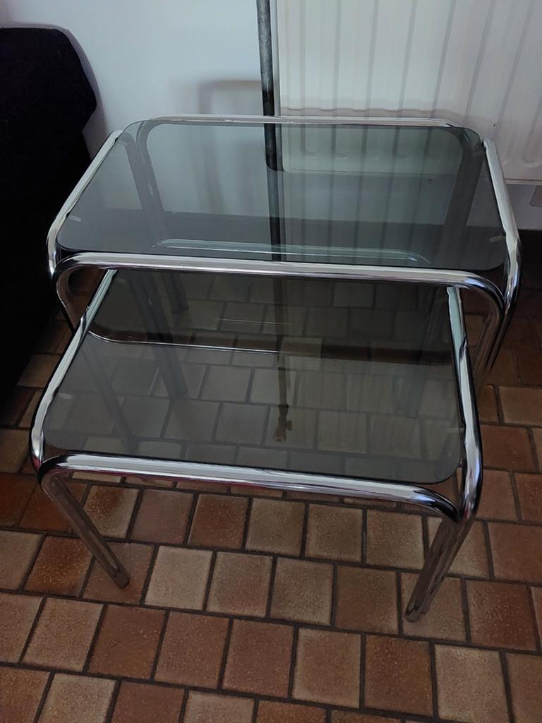 2 tables gigognes ou d'appoint vintage des années 70, Maison & Meubles, Tables | Tables d'appoint, Enlèvement, Verre