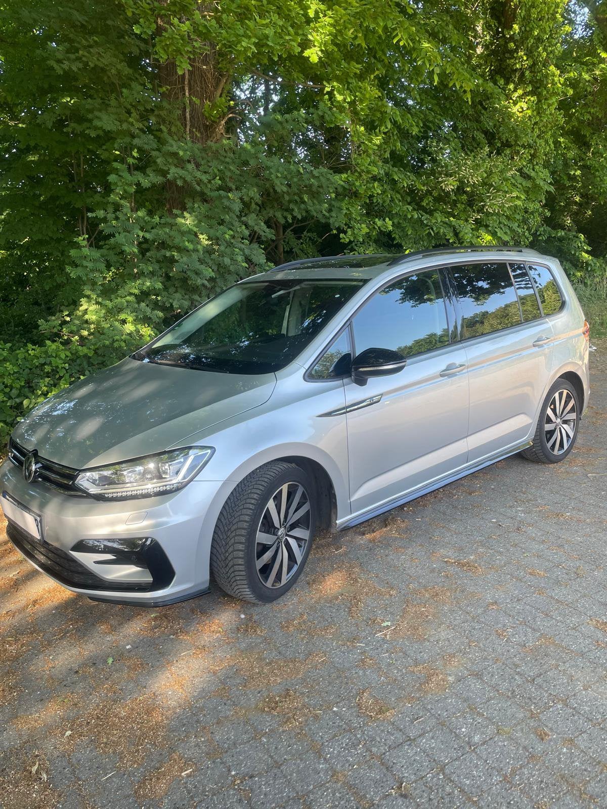 Volkswagen Touran R Line 2.0TDI Automaat Pano 7 Pl CarPlay, Autos, Argent ou Gris, Achat, Euro 6, Alcantara