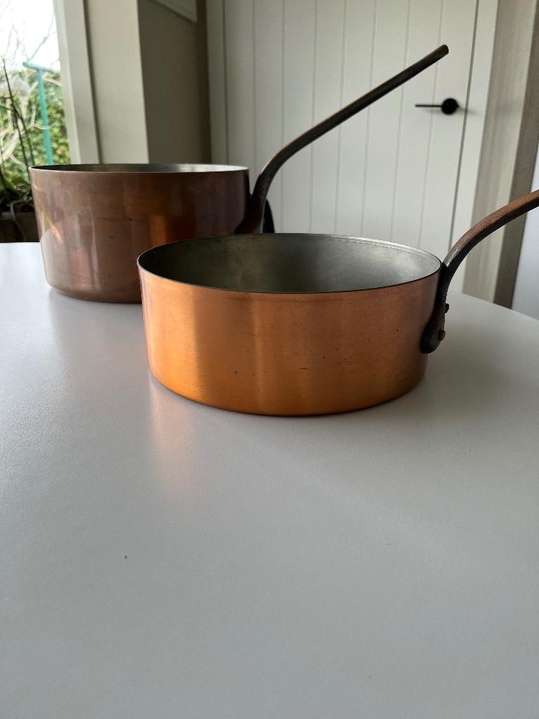 Koperen kookpotten, Huis en Inrichting, Ophalen, Gebruikt, Overige materialen, Pannenset