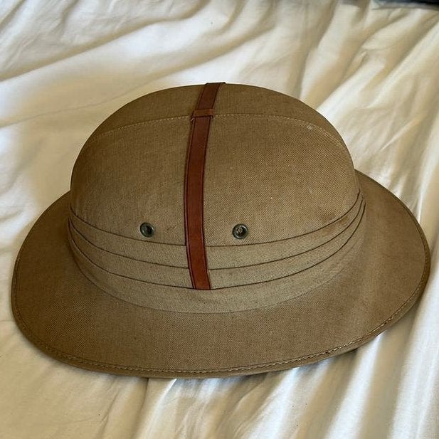 Casque colonial en liège & toile couleur sable_ années 30-50, Enlèvement, Autres, Casque ou Béret