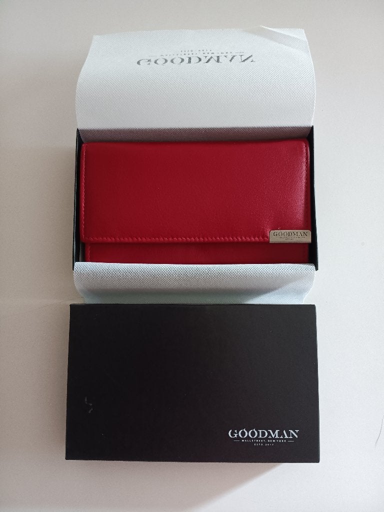 NIEUW: Lederen rode portemonnee Goodman, Handtassen en Accessoires, Overige merken, Nieuw, Ophalen of Verzenden, Leder