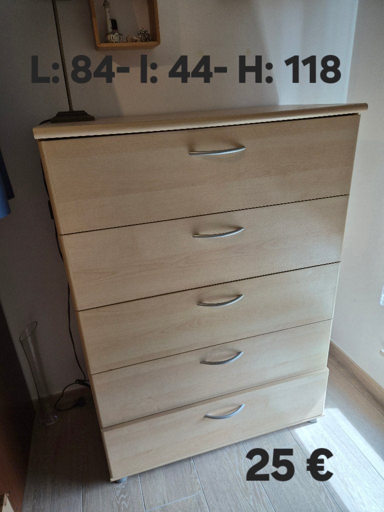 Commode a tiroirs, Ophalen, Gebruikt, 5 laden of meer, 100 tot 150 cm