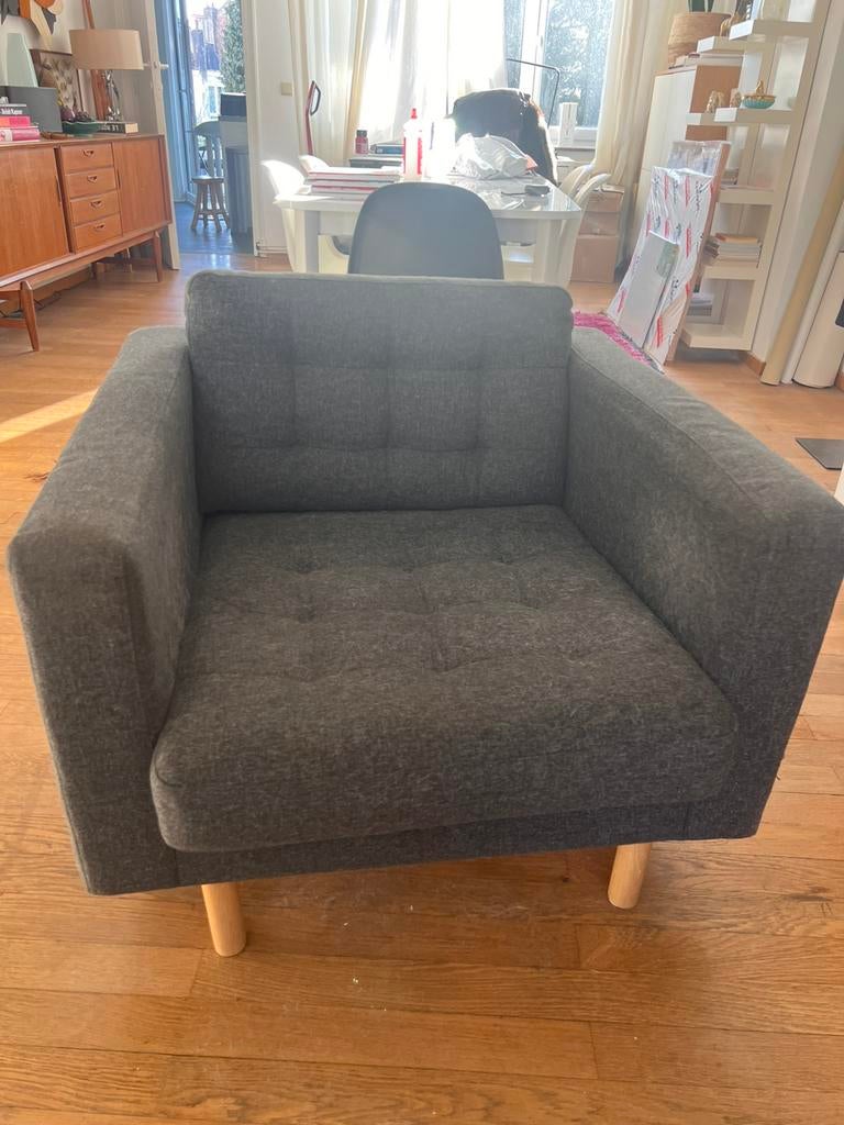 Fauteuil scandivane Ikea tissu gris anthracite, 75 à 100 cm, Moins de 150 cm, Une personne, Contemporain