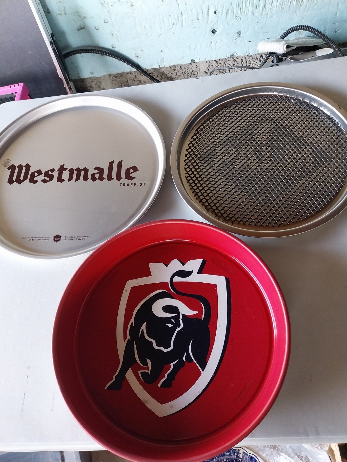 2 bier dienbladen,Westmalle en Palm., Verzamelen, Ophalen, Gebruikt, Jupiler