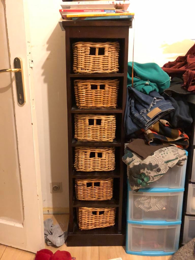 Kast met rieten laden, Huis en Inrichting, Kasten | Ladekasten, Ophalen, Minder dan 50 cm, Gebruikt, 5 laden of meer