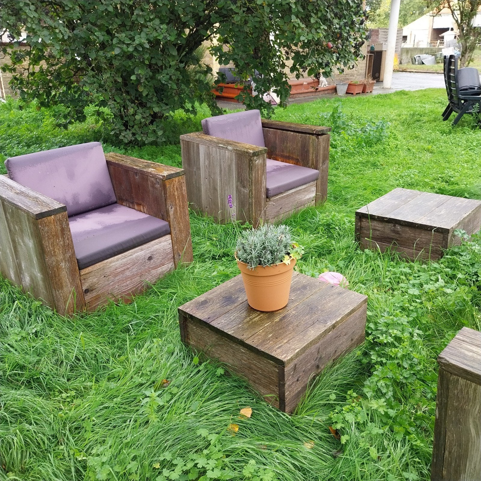 ensemble de jardin en bois dur 6, Jardin & Terrasse, Salons de jardin, Utilisé, 6 places, Enlèvement