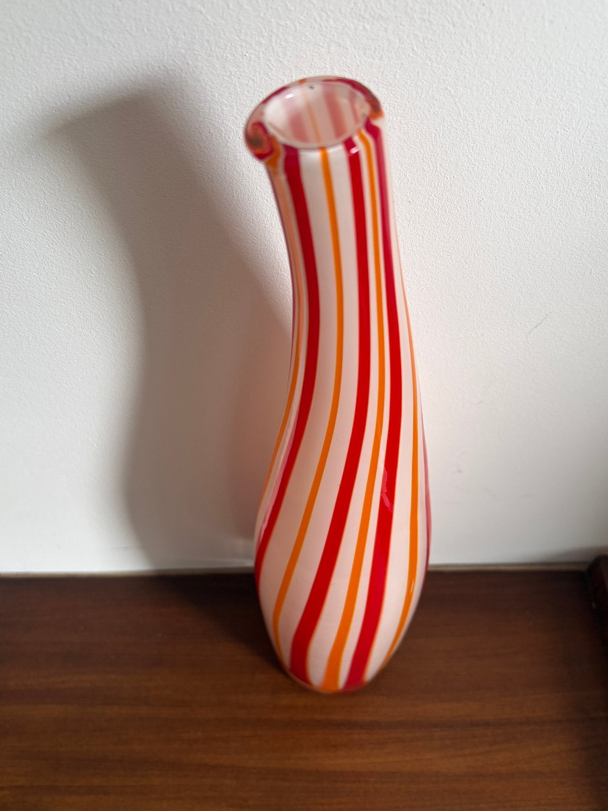 Vintage | Murano vaas, Gebruikt, Handgemaakt, 35 cm, Oranje
