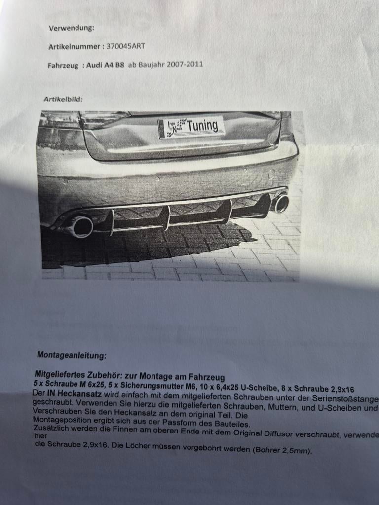 Audi A4 diffuser, Ophalen